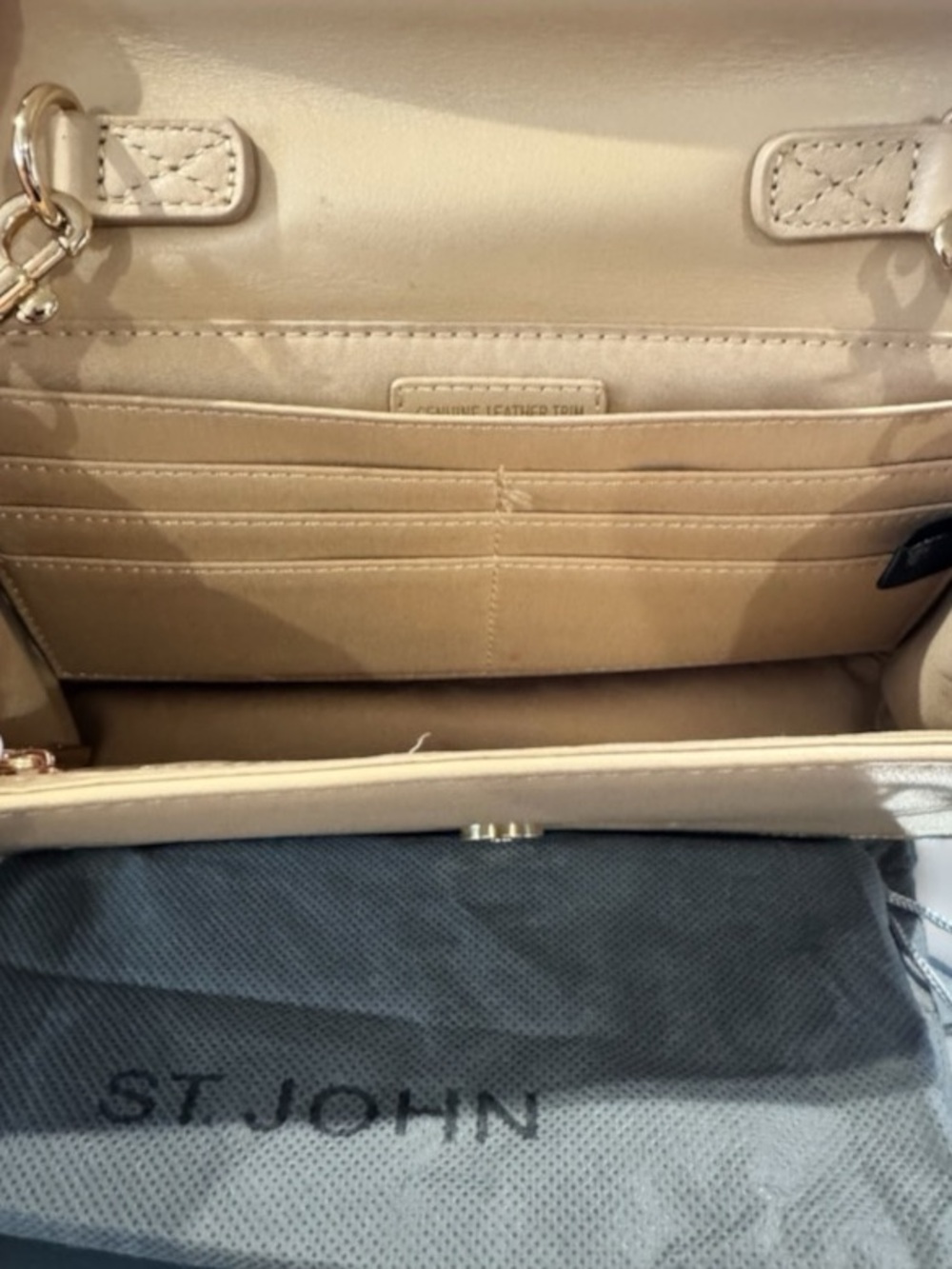 St John Handbag Tweed & Tan Leather Crossbody or Clutch - Picture 10 of 13